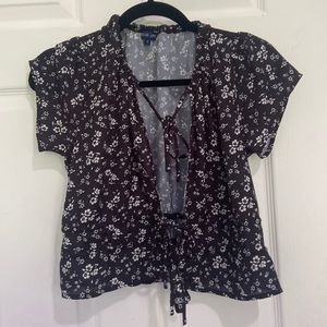 Planet blue tie-front, open short sleeve